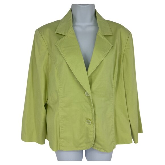 Chico's Lime Green Long Sleeve Button-Up Blazer Women's Size 2 US L - Picture 1 of 9